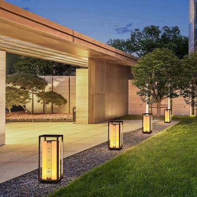 Elegant Resin Outdoor Garden Light with Hollow Flower Patterns, High Temperature Resistant, Ideal for Asian or Contemporary Courtyards