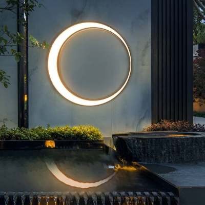 Durable Stainless Steel Minimalist Moon Outdoor Wall Lamp with Bright PC Lampshade, Perfect for Porch, Terrace, Balcony, Garage Door, and Entrance