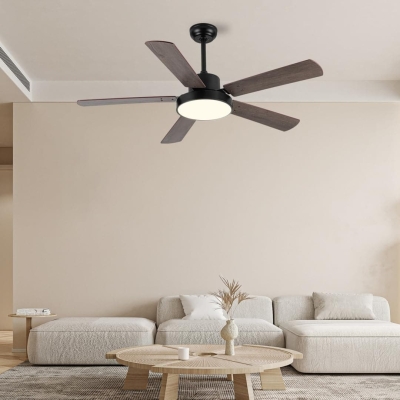52 in. Downrod Remote Control Ceiling Fan and Light, Indoor Outdoor Modern Smart Ceiling Fan for Bedroom Living Room Patio