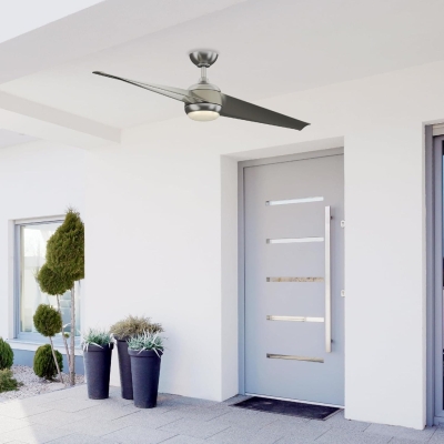 60 in. Indoor/Outdoor Brushed Nickel Contemporary 2-Blade Ceiling Fan with LED Light Kit and Remote Control