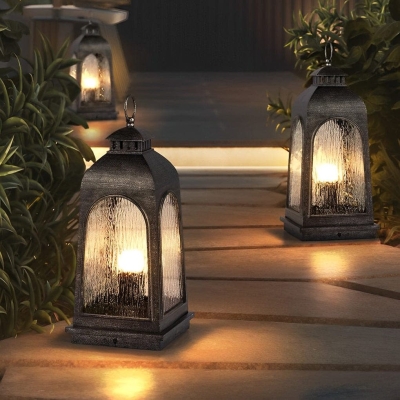 Retro Stainless Steel Waterproof Outdoor Lawn and Garden Light with LED, High Temperature Resistance, and Easy Move Ring Handle