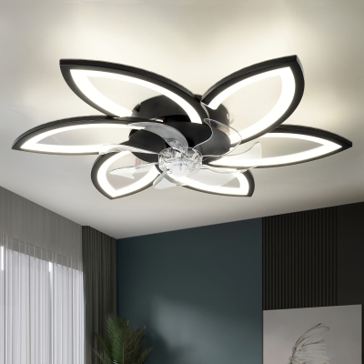 Flower-Shaped LED Ceiling Fan with Remote Control, Modern Flush Mount Dimmable Ceiling Light for Bedroom Living Room Kitchen