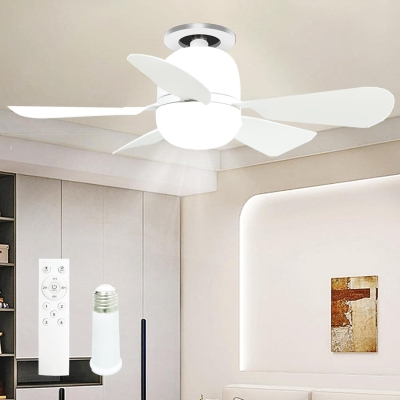 20 in. Small Light Socket Fan Ceiling Fan with Lights and Remote, 5 Blades White Socket Ceiling Fan for Bedroom Kitchen Living Room Dining Room