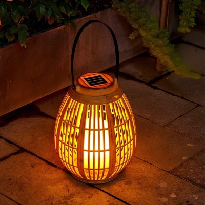 Portable Imitation Bamboo Solar Lantern with Candle-Like Glow, 2W Solar Panel, 600mAh Battery, IP44 Waterproof for Indoor &amp; Outdoor Use