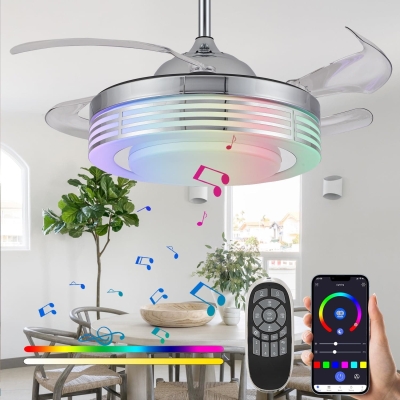 Bluetooth Ceiling Fan with Light and Speaker APP Control, Modern RGB Retractable Fandelier, Quiet Chandelier Fan for Living Room Bedroom