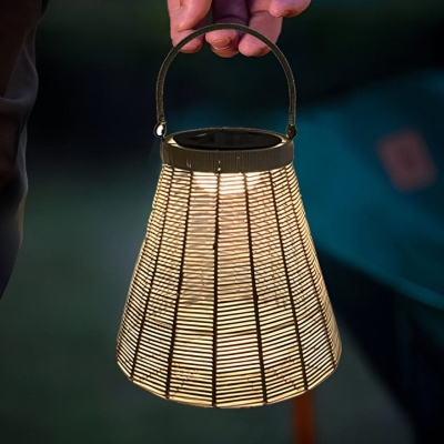 Portable Solar-Powered Rattan Outdoor Camping Light, Elegant and Practical for Garden, Yard, Terrace, and Camping, 10-12 Hours Illumination