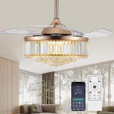 Retractable Ceiling Fandelier for Bedroom with Light and Remote Control, Crystal Fandelier Ceiling Fan for Living Room Dining Room