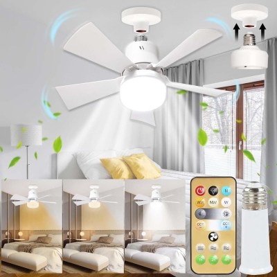 Dimmable Socket Fan Light with Remote, Small Ceiling Fan for Living Room Bedroom