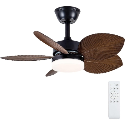 30 in. Tropical Ceiling Fans with Lights, Palm Leaf Ceiling Fan with Remote, Flush Mount Low Profile Ceiling Fan for Bedroom Kitchen Living Room