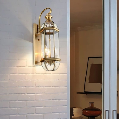 Antique Copper Outdoor Wall Sconce with Glass Lampshade, Elegant Retro Lantern Design for Gardens, Balconies, and Hallways, Rust Resistant &amp; Durable