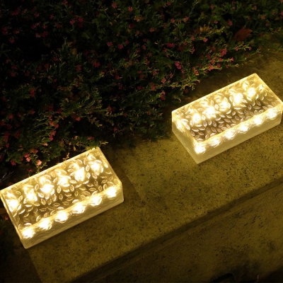 Durable Acrylic Rectangular Solar Brick Lights, Waterproof, Warm/White LED, Easy Installation, Perfect for Garden, Lawn, Pathway, Set of 2