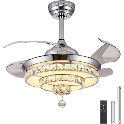 42 in. Remote Control Ceiling Fan and Light, Crystal Fandelier Chandelier Fan