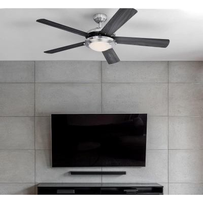52 in. Brushed Nickel Ceiling Fan with Frosted Glass, LED Ceiling Fan