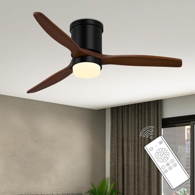 52 in. Matte Black Ceiling Fans with Lights Remote Control, Low Profile Flush Mount Ceiling Fan, Reversible Quiet Ceiling Fans