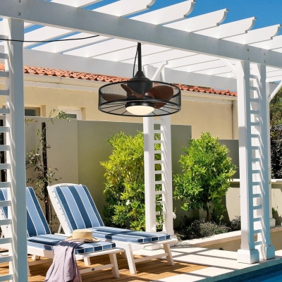 120 in. Wet Rated Outdoor Ceiling Fans with Light, Black Outdoor Fan with Remote for Patio Porch, Hanging Fan for Gazebo, Pergola Fan