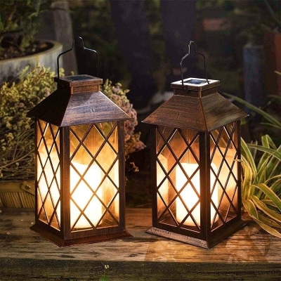 Retro Traditional Lantern Shaped Solar-Powered Outdoor Light with High Brightness LED and Durable Hook for Courtyard, Terrace, or Balcony