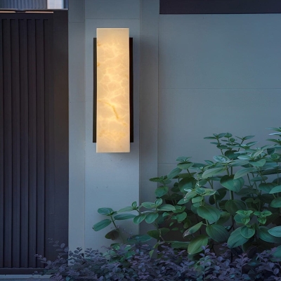 Stylish Stainless Steel Outdoor Wall Lamp with Imitation Marble Lampshade, IP65 Waterproof, Ideal for Porch, Garden, and Indoor Use