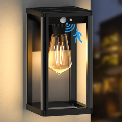 Outdoor Solar Wall Light, Dusk to Dawn Motion Sensor Solar Porch Light with Panel, Waterproof Exterior Wall Lantern Light for Patio Front Garage