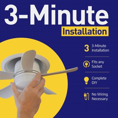 Small Ceiling Fan with Lights and Remote, Screw In Light Socket Fan