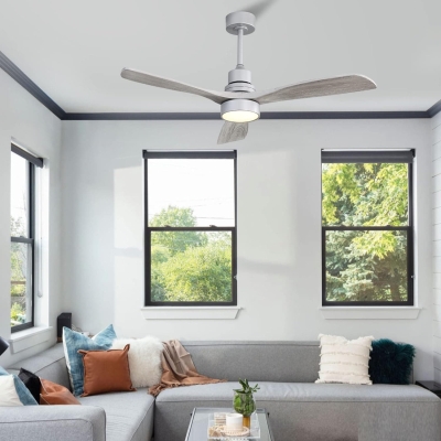 52 in. Wood Ceiling Fan with Lights and Remote Control, Modern Dimmable Reversible Ceiling Fan