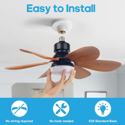 20.5 in. Socket Fan Light with Remote, Screw In Ceiling Fan Light Socket for Garage Kitchen Balcony Living Tools Store Laundry Room Bedroom