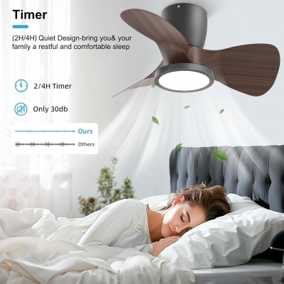 24 in. Remote Control Ceiling Fan and Light, Reversible Dimmable LED Ceiling Fan for Bedroom Kitchen Living Room Apartment