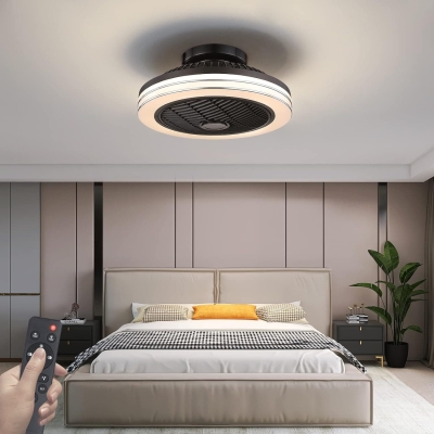 18 in. Low Profile Ceiling Fan with Music and Speaker, Bladeless Ceiling Fan with Light and Remote, Modern Flush Mount LED RGB Light for Bedroom Kids Room