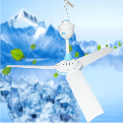 White and Blue Ceiling Fan, Hanging Fan for Household and Camping, Electrical Ceiling Fan