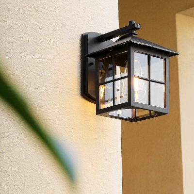 Vintage House-Shaped Outdoor Wall Lamp, Classic, Eye-Catching Design with Durable Aluminum and Glass for Garden or Home Safety Lighting