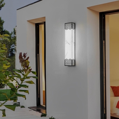 Durable and Stylish Rectangular Resin Wall Sconce for Outdoor Lighting, Weatherproof Exterior Light for Garage, Garden, Courtyard, and More
