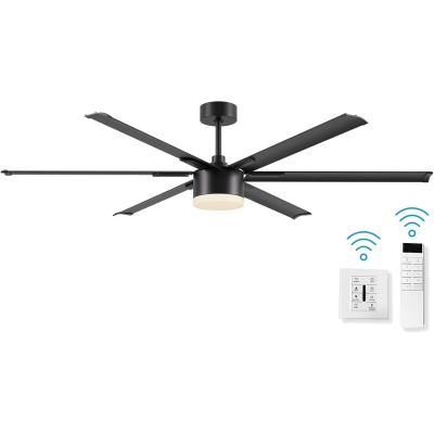 72 in. Black Ceiling Fans with Lights Remote Control Wall Switch, Contemporary Modern Industrial Ceiling Fans for Indoor Outdoor Use