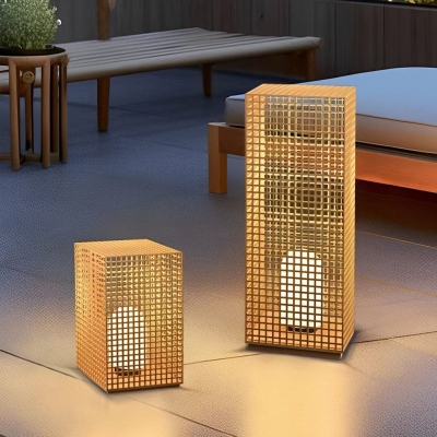 Durable Waterproof Lawn Lamp with Creative Square Hollow Design, Wired and Solar Options for Path, Backyard, and Walkway Lighting