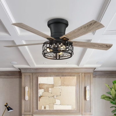 52 in. Ceiling Fan with Light Kit, 4-Blade Flush Mount Ceiling Fan with Remote Control