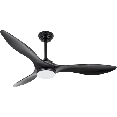 Contemporary Remote Control Ceiling Fan and Light, Indoor Outdoor Black Ceiling Fan, Reversible Quiet Ceiling Fans, 3 Blade Low Profile Ceiling Fan