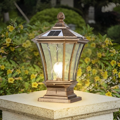 Elegant Waterproof Outdoor Lamp with Glass and Metal Design, Available in Wired and Solar Options, Auto-Charging Solar Lights for Night Use