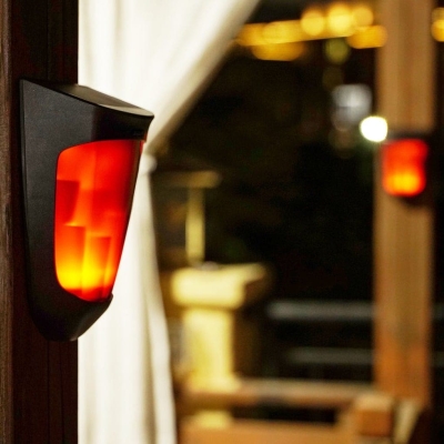 Solar Wall Lamp with Flame Effect, Motion Sensor, and Weatherproof Design, Easy Installation, Energy-Saving Outdoor Porch Light