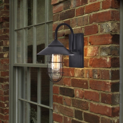 Durable Black Outdoor Wall Light with Glass and Iron, Rustproof and Waterproof, Available with or without Motion Sensor for Porch, Patio, Garage, Garden
