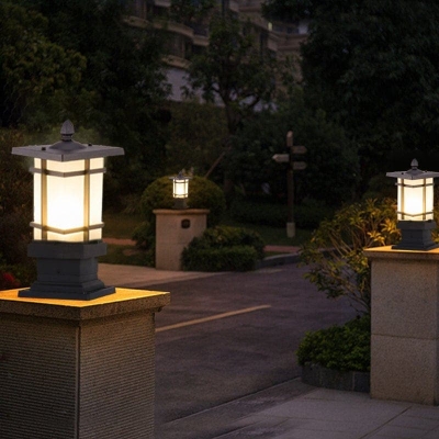 Modern Minimalist Aluminum and Glass Post Lamp for Yard, Patio, Garden, Outdoor Lantern for Driveway, Doorway, and Entrance Lighting
