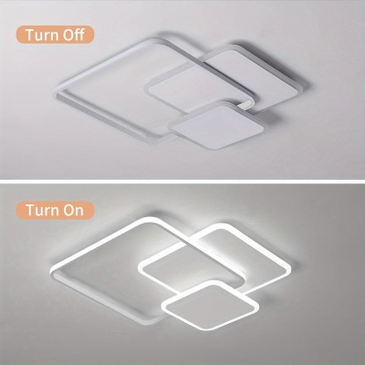 Modern Square LED Flush Mount Ceiling Light, White Close to Ceiling Lamp for Living Dining Room Bedroom Kitchen