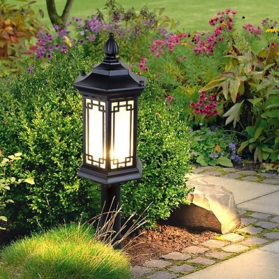 Adjustable Rhombus Shape Outdoor Light with Frosted Glass, Aluminum Alloy Waterproof Garden Lamp Post for Driveway, Patio, and Sidewalk