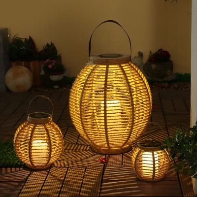 Eco-Friendly Solar Powered Garden Lanterns, Durable PVC &amp; Hemp Rope, Portable for Patios, Gardens, Camping &amp; Outdoor Parties