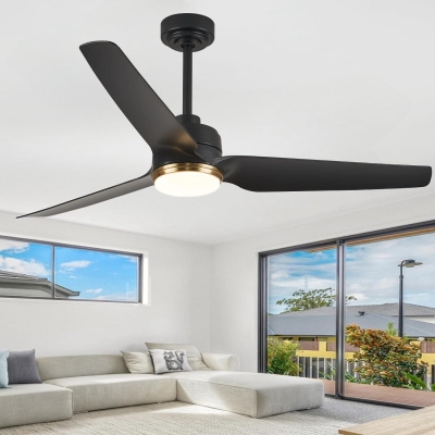 56 in. Black Ceiling Fan with Light Remote APP Control, 3 Blade Outdoor Patio Fans, Modern Reversible Ceiling Fan Summer Winter for Bedroom Living Room