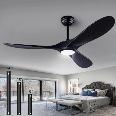 52 in. Black Ceiling Fan with Remote Control and Light, Modern Outdoor 3 Blade Reversible Ceiling Fan for Patio, Indoor Ceiling Fan for Bedroom Living Room