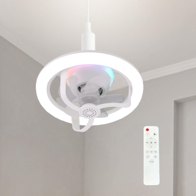 10 in. Small Portable Socket Light Fan, LED Dimmable Ceiling Fan with Light Remote Control, Modern Silent Indoor Flush Mount Ceiling Fan