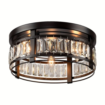 3-Light Black LED Flush Mount Ceiling Light Chandelier