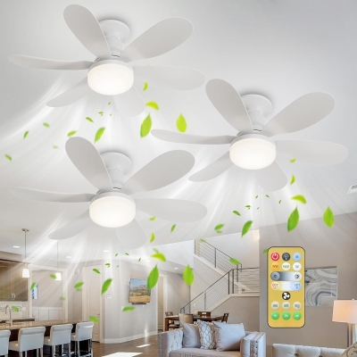 Set of 3 Small Socket Fan Light and Remote, LED Dimmable Screw In Ceiling Fan for Bedroom Kitchen Living Room
