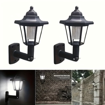 Set of 2 Solar Wall Mount Light, Solar Recharging Waterproof Wall Lantern Light for Garden Garage Porch Patio