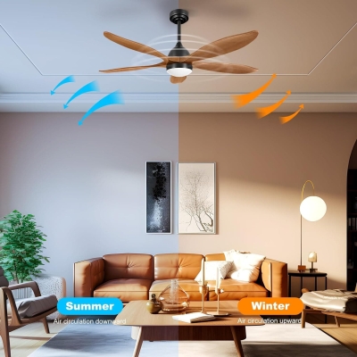 52 in. Outdoor Wood Ceiling Fan with Lights and Remote Control, Modern Reversible Quiet Ceiling Fan for Bedroom Living Room, Outdoor Fan for Patio