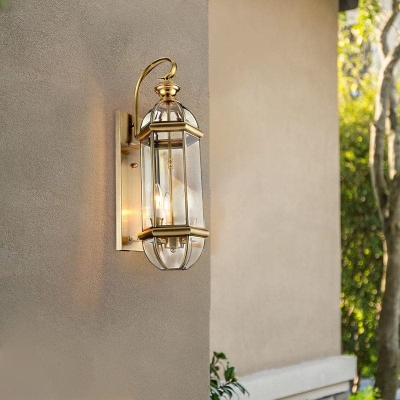 Antique Copper Outdoor Wall Sconce with Glass Lampshade, Elegant Retro Lantern Design for Gardens, Balconies, and Hallways, Rust Resistant &amp; Durable