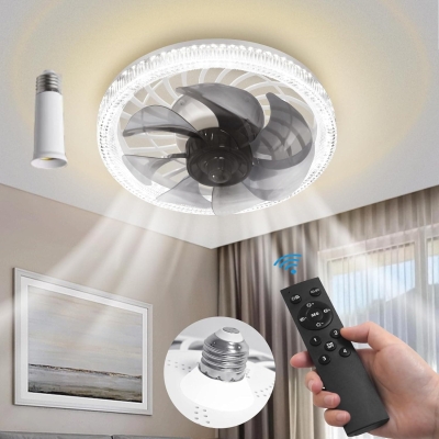 12 in. Socket Fan Light, Dimmable Flush Mount Ceiling Fans with Lights Remote, Modern Light Socket Fan, Dimmable Bedroom Ceiling Fans